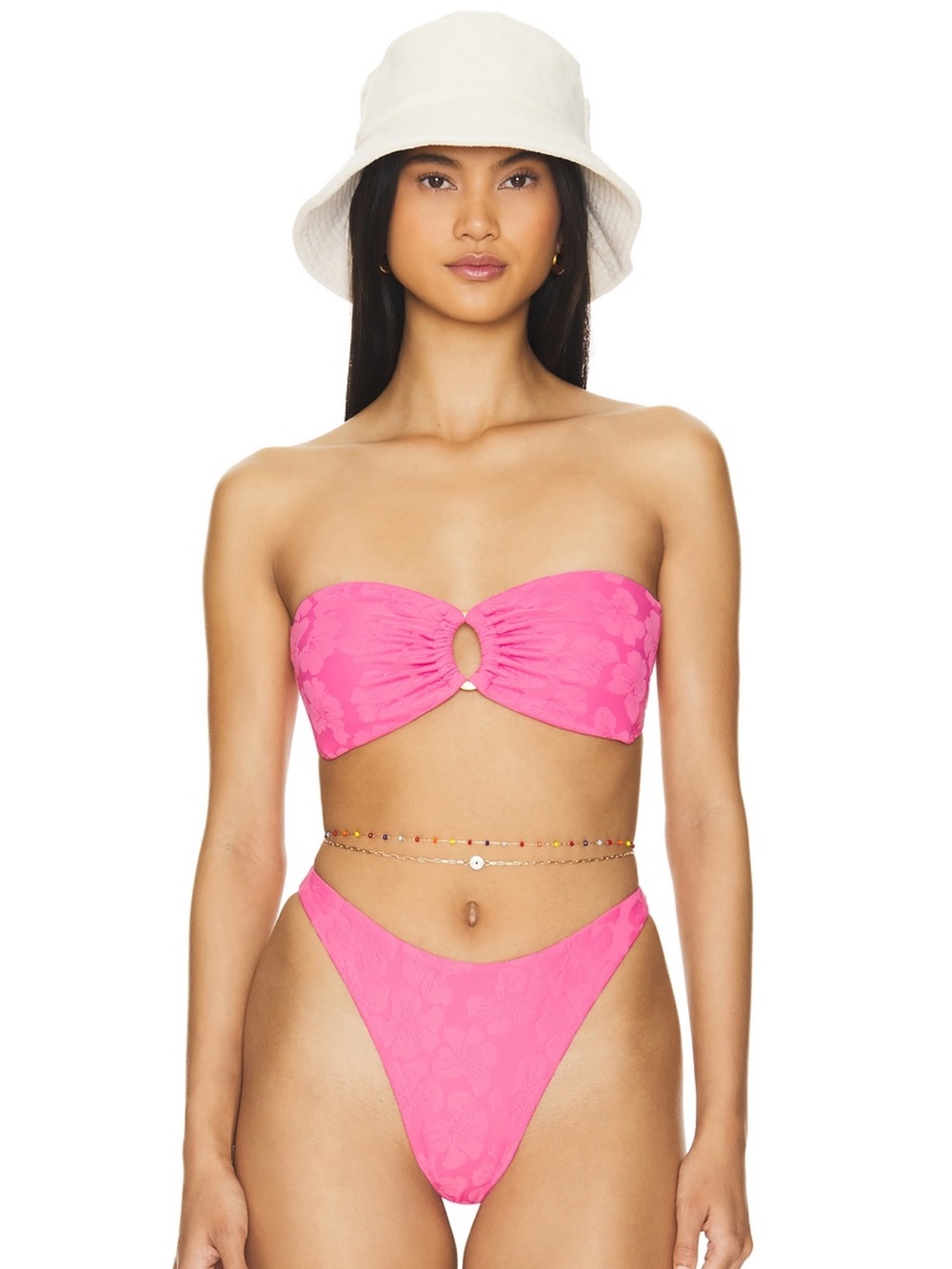 L*Space Strapless Ring-Front Bikini Set in Hot Pink
